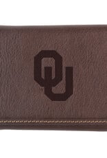 Jardine Embossed OU Antique Brown Leather Tri-Fold Wallet