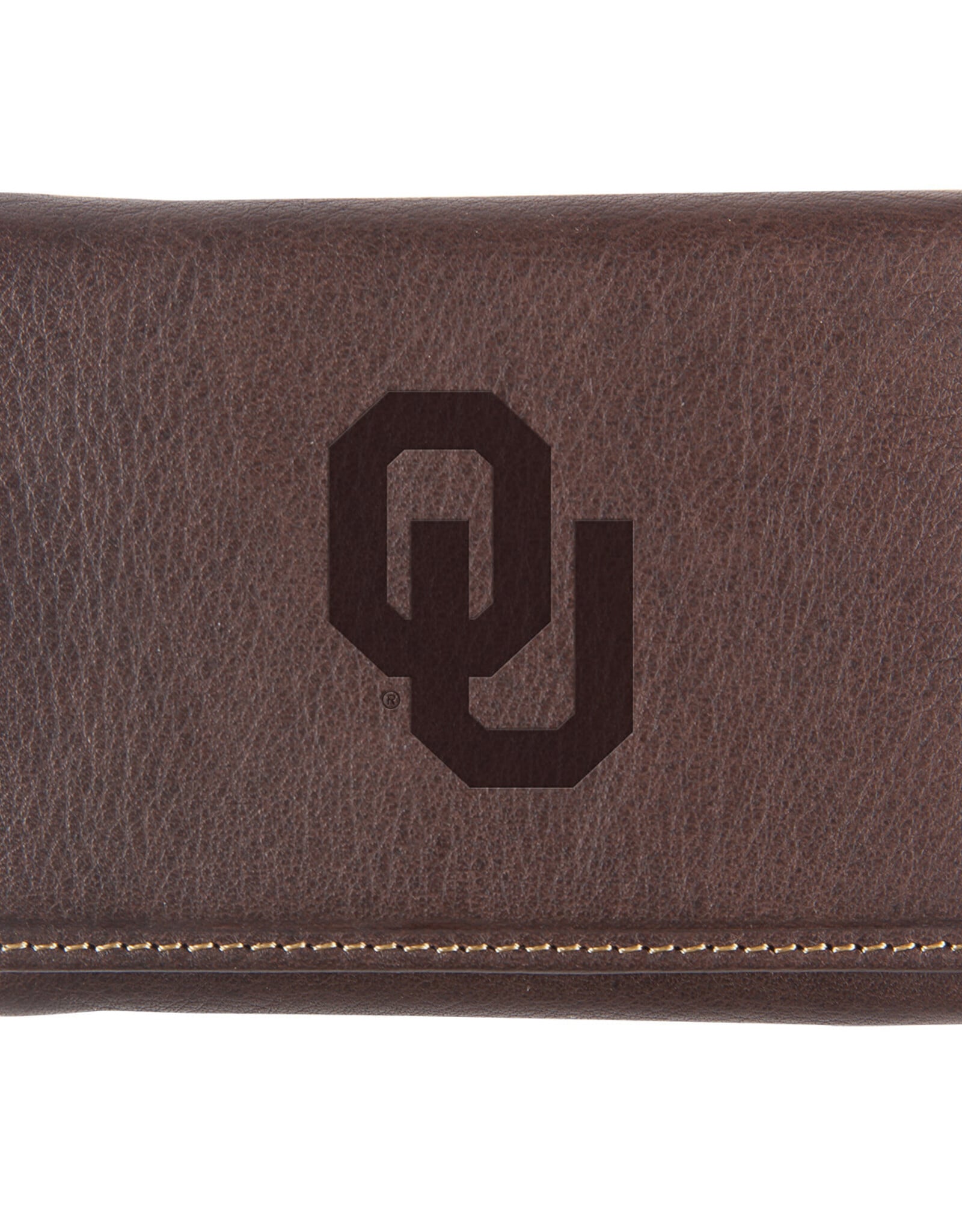 Jardine Embossed OU Antique Brown Leather Tri-Fold Wallet