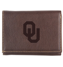 Jardine Embossed OU Antique Brown Leather Tri-Fold Wallet