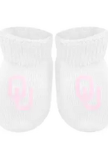 Creative Knitwear Newborn OU White & Pink Booties in Gift Box