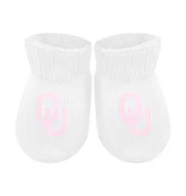 Creative Knitwear Newborn OU White & Pink Booties in Gift Box