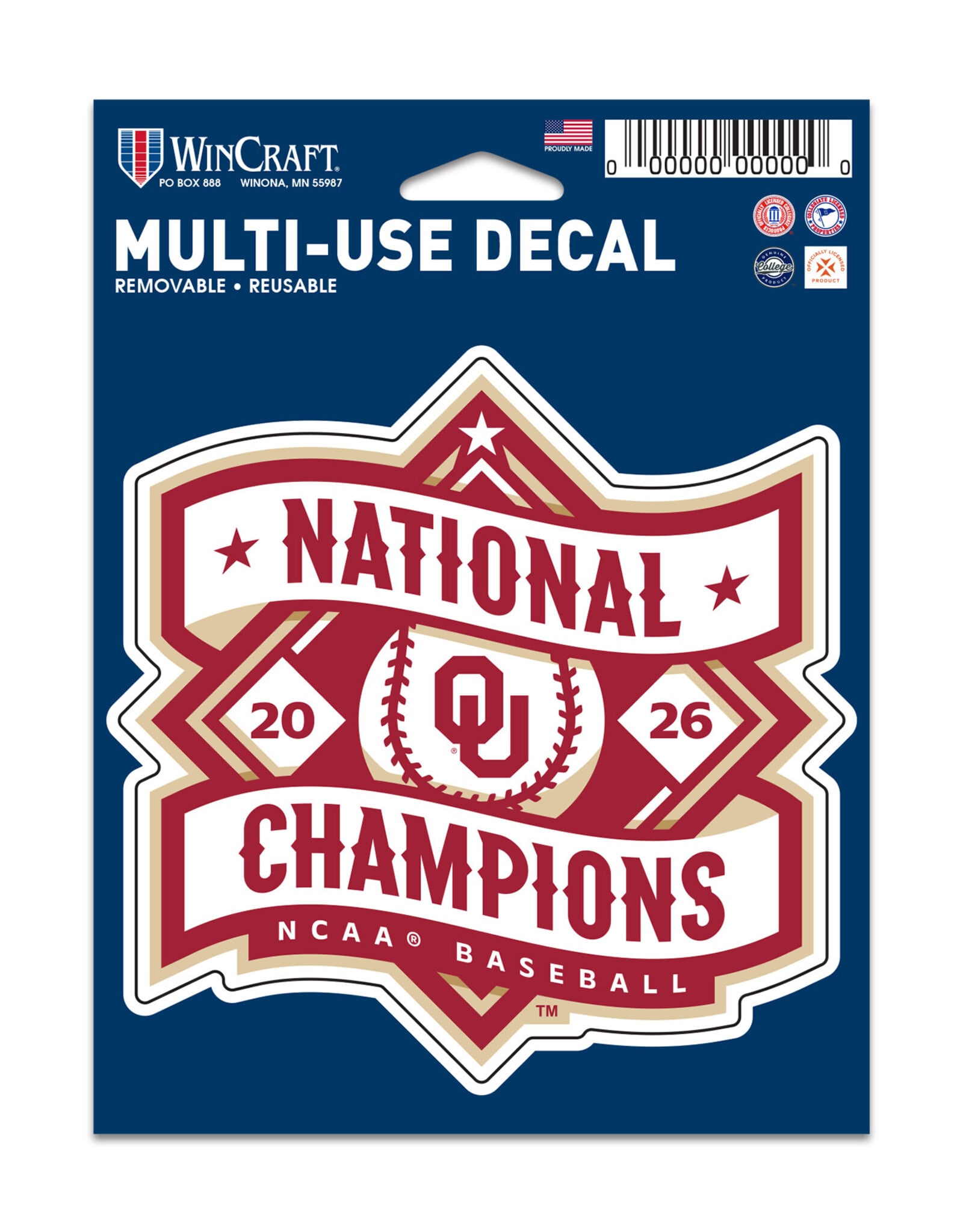 WinCraft OU 2026 CWS National Champs Decal