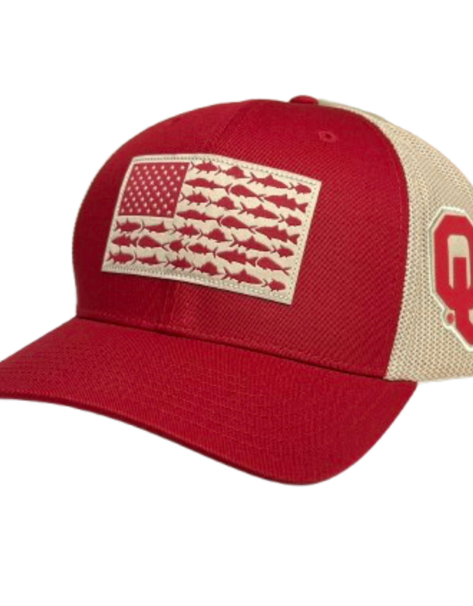 Columbia OU Fish Flag Crimson/Tan PFG Mesh Back Flex Fit Hat