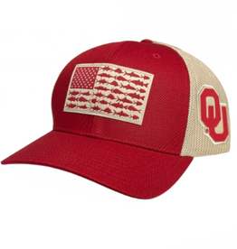 Columbia OU Fish Flag Crimson/Tan PFG Mesh Back Flex Fit Hat