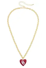 Canvas OU Logo Heart Pendant Necklace