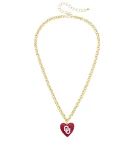 Canvas OU Logo Heart Pendant Necklace