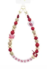 Canvas Sooners Beaded Phone Wristlet