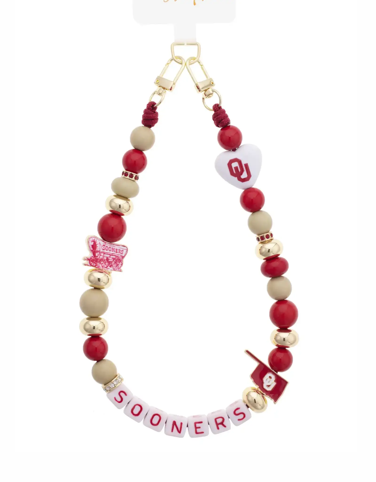 Canvas Sooners Beaded Phone Wristlet