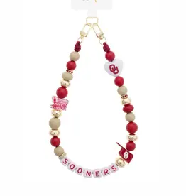 Canvas Sooners Beaded Phone Wristlet