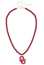 Canvas OU Beaded Logo Pendant Necklace