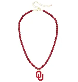 Canvas OU Beaded Logo Pendant Necklace