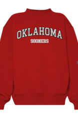 Hype & Vice Womens Crimson University of Oklahoma Mock Neck Crew