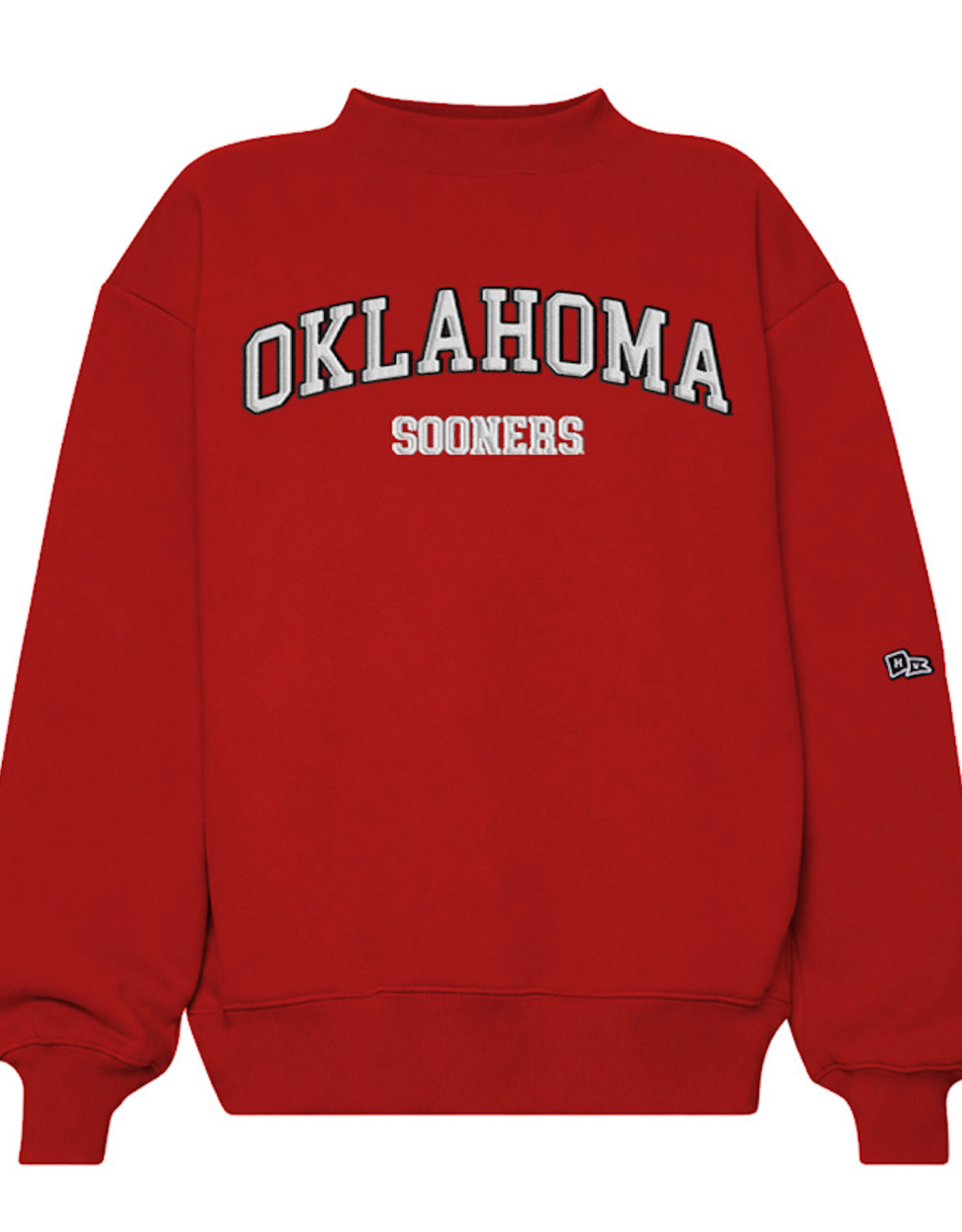 Hype & Vice Womens Crimson University of Oklahoma Mock Neck Crew