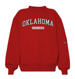 Hype & Vice Womens Crimson University of Oklahoma Mock Neck Crew