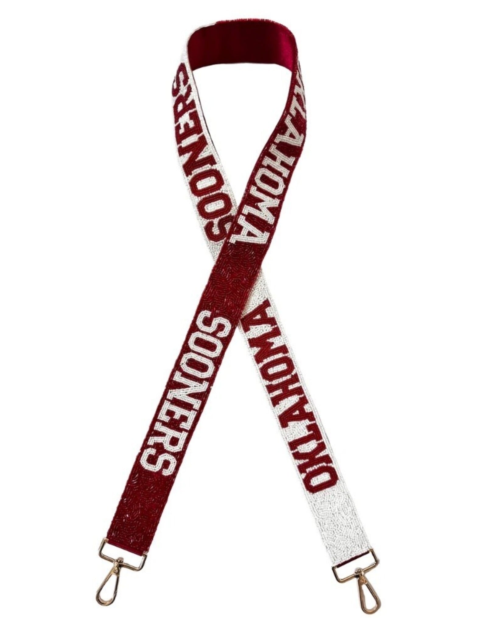 Fan Glam OK Sooners Split Color Beaded Bag Strap
