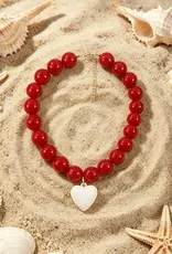 Soli Echo Crimson Heart Pendant Beaded Necklace
