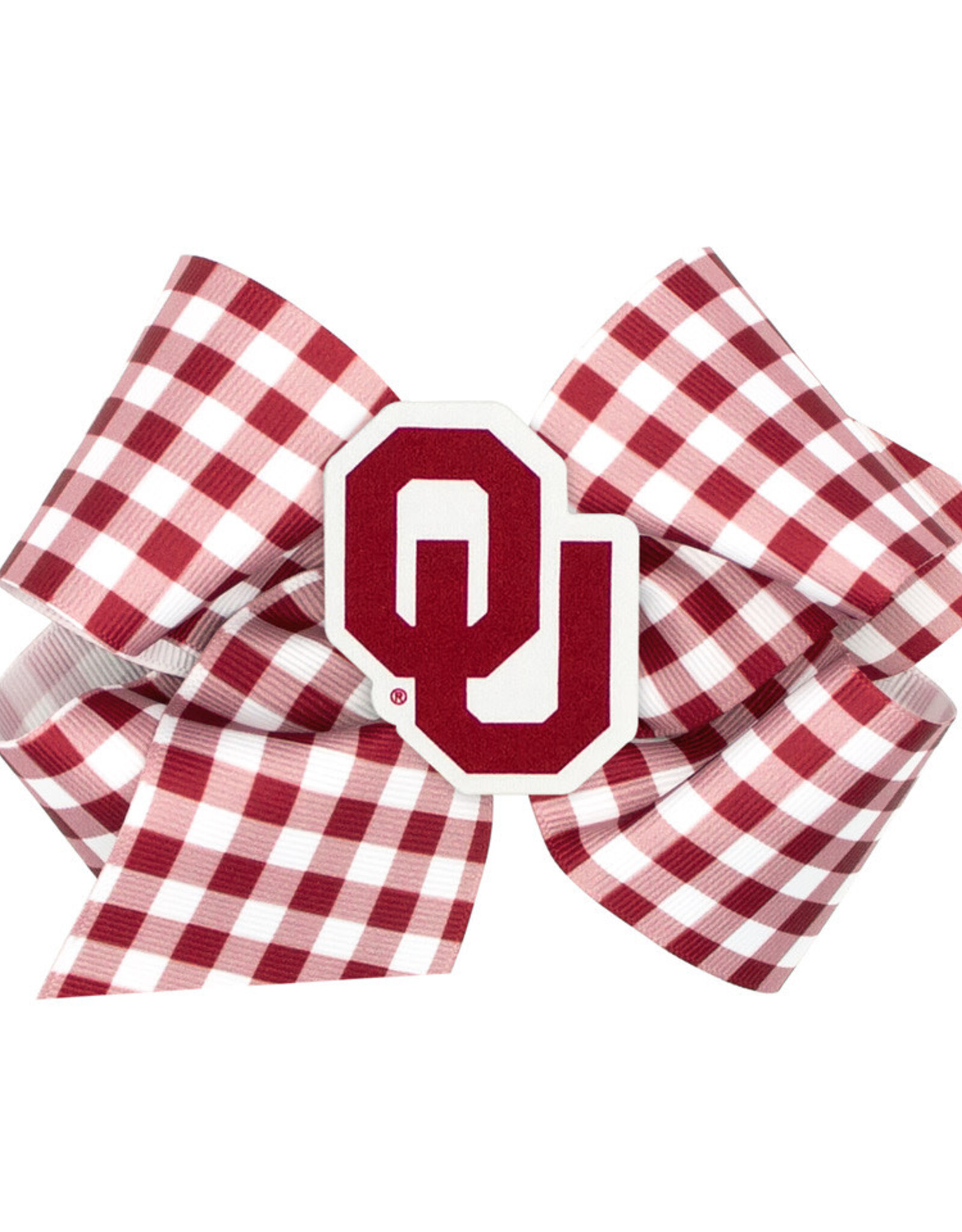 Wee Ones Large Gingham Print Bow with OU Badge