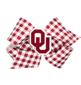 Wee Ones Large Gingham Print Bow with OU Badge