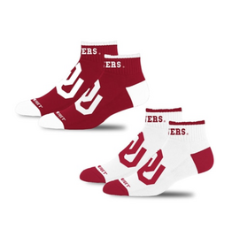 For Bare Feet OU Sooners Front and Center 2-Pack Socks (Size 10-13)