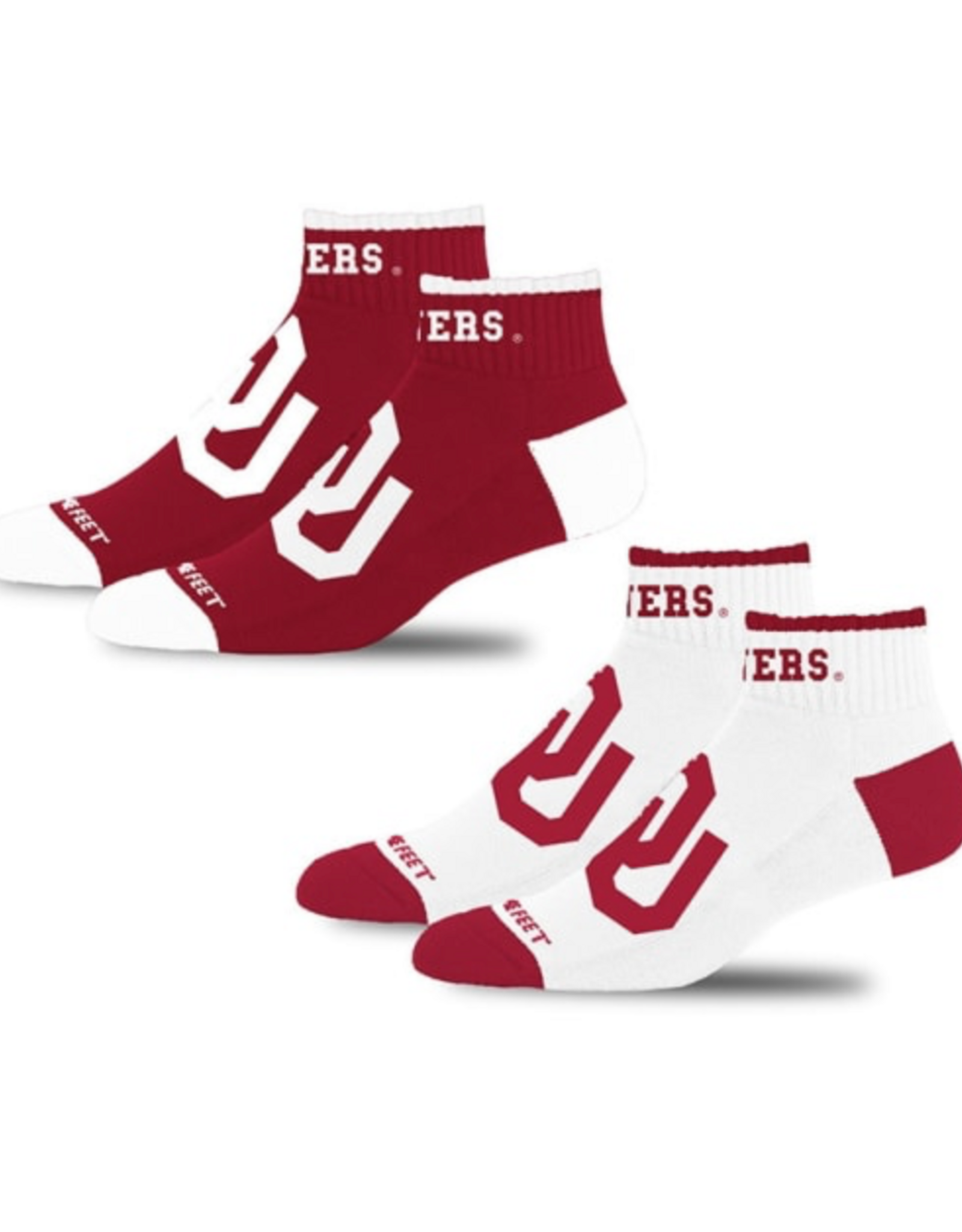 For Bare Feet OU Sooners Front and Center 2-Pack Socks (Size 10-13)