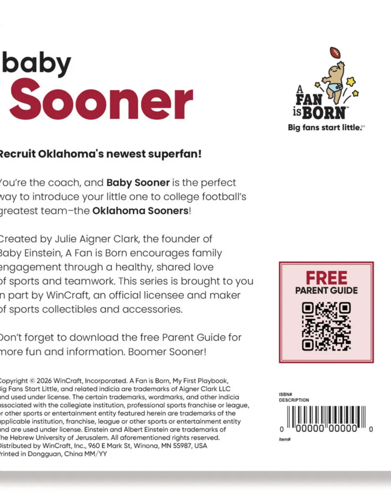 WinCraft My First Playbook - Baby Sooner Baby Book