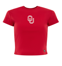 Hype & Vice Beaded OU Crimson Baby Tee