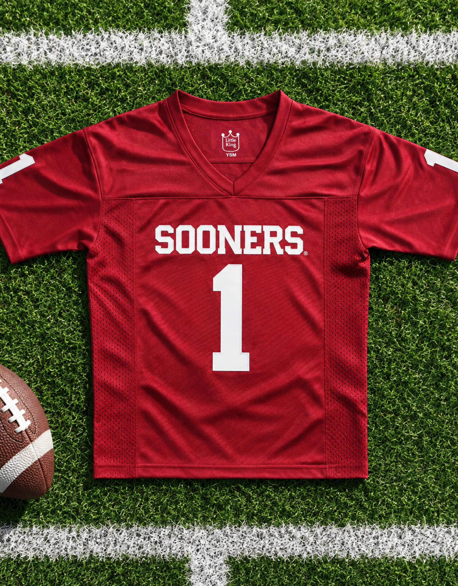 Little King Infant Crimson Sooners Twill Football Jersey