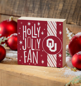 Evergreen OU Holly Jolly Fan Holiday Block - 6"x6"