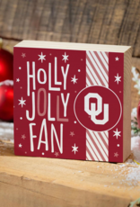 Evergreen OU Holly Jolly Fan Holiday Block - 6"x6"