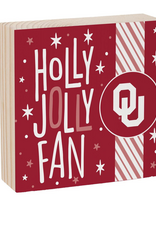 Evergreen OU Holly Jolly Fan Holiday Block - 6"x6"