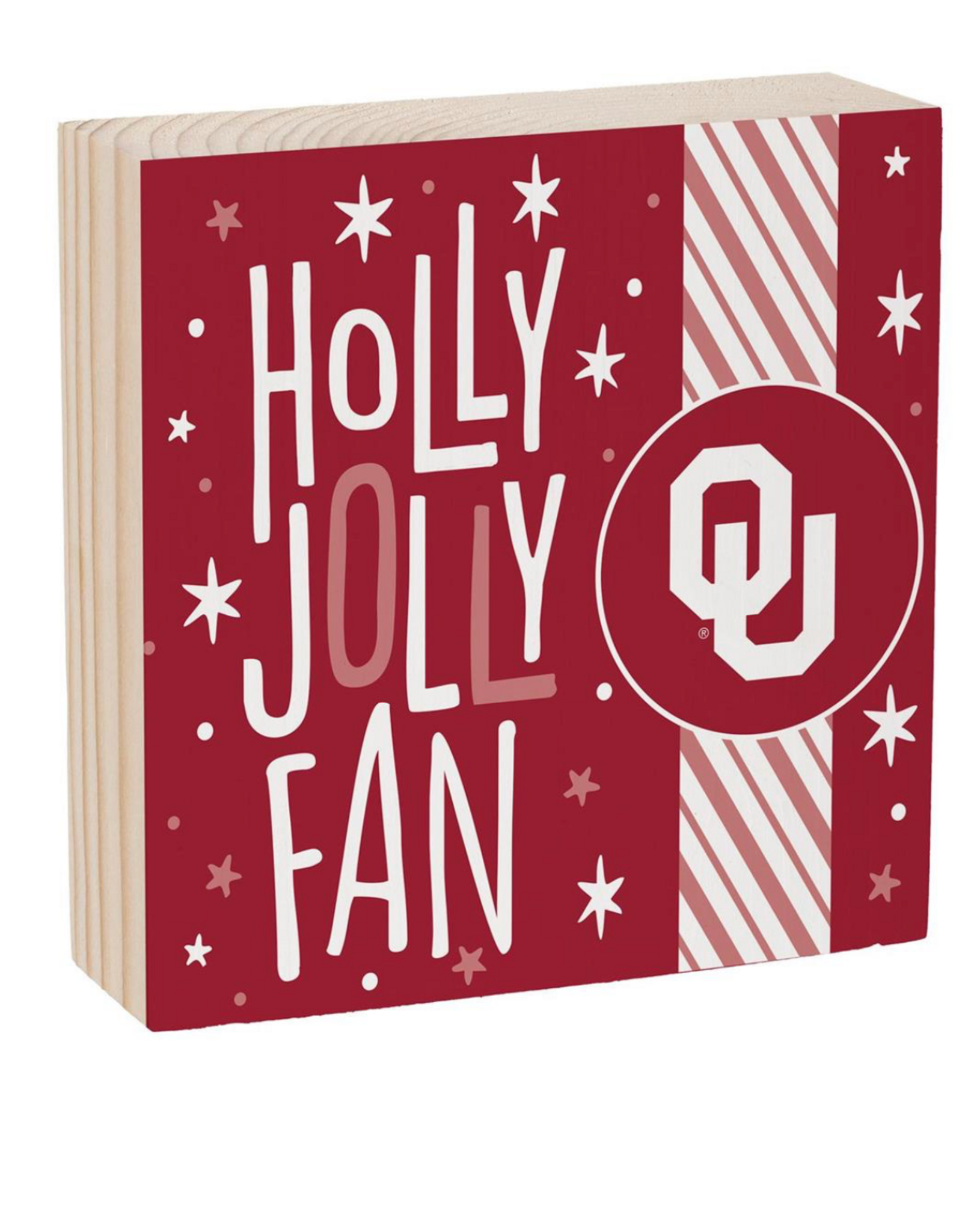 Evergreen OU Holly Jolly Fan Holiday Block - 6"x6"