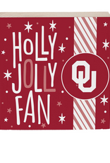 Evergreen OU Holly Jolly Fan Holiday Block - 6"x6"