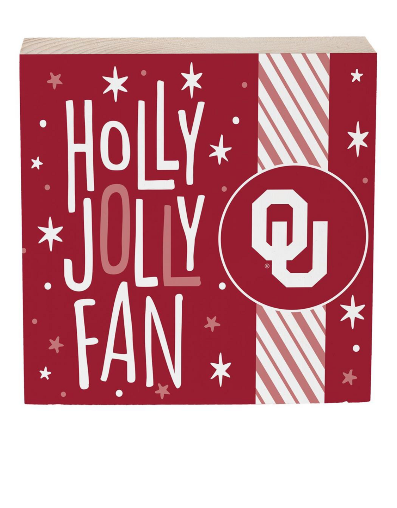 Evergreen OU Holly Jolly Fan Holiday Block - 6"x6"