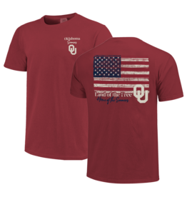 Image One Comfort Colors OU Sooners Woodgrain Flag T-shirt