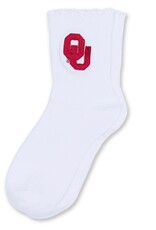 ZooZatz Toddler OU Embroidered Lettuce Hem Sock