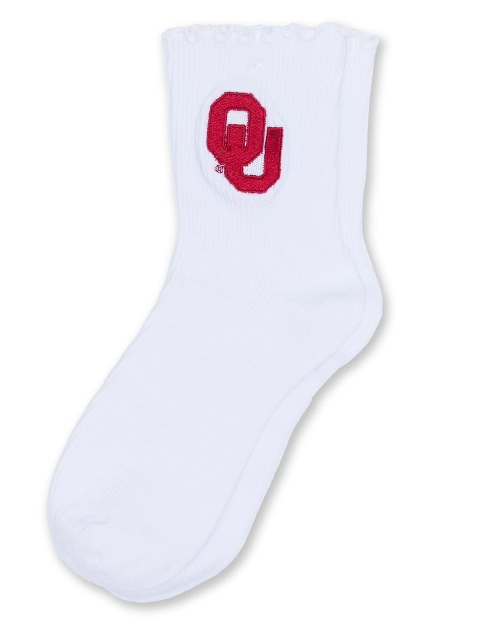 ZooZatz Toddler OU Embroidered Lettuce Hem Sock