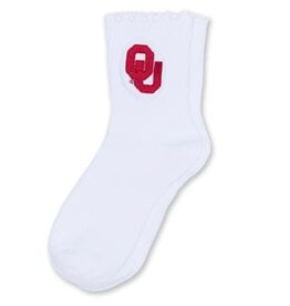ZooZatz Toddler OU Embroidered Lettuce Hem Sock