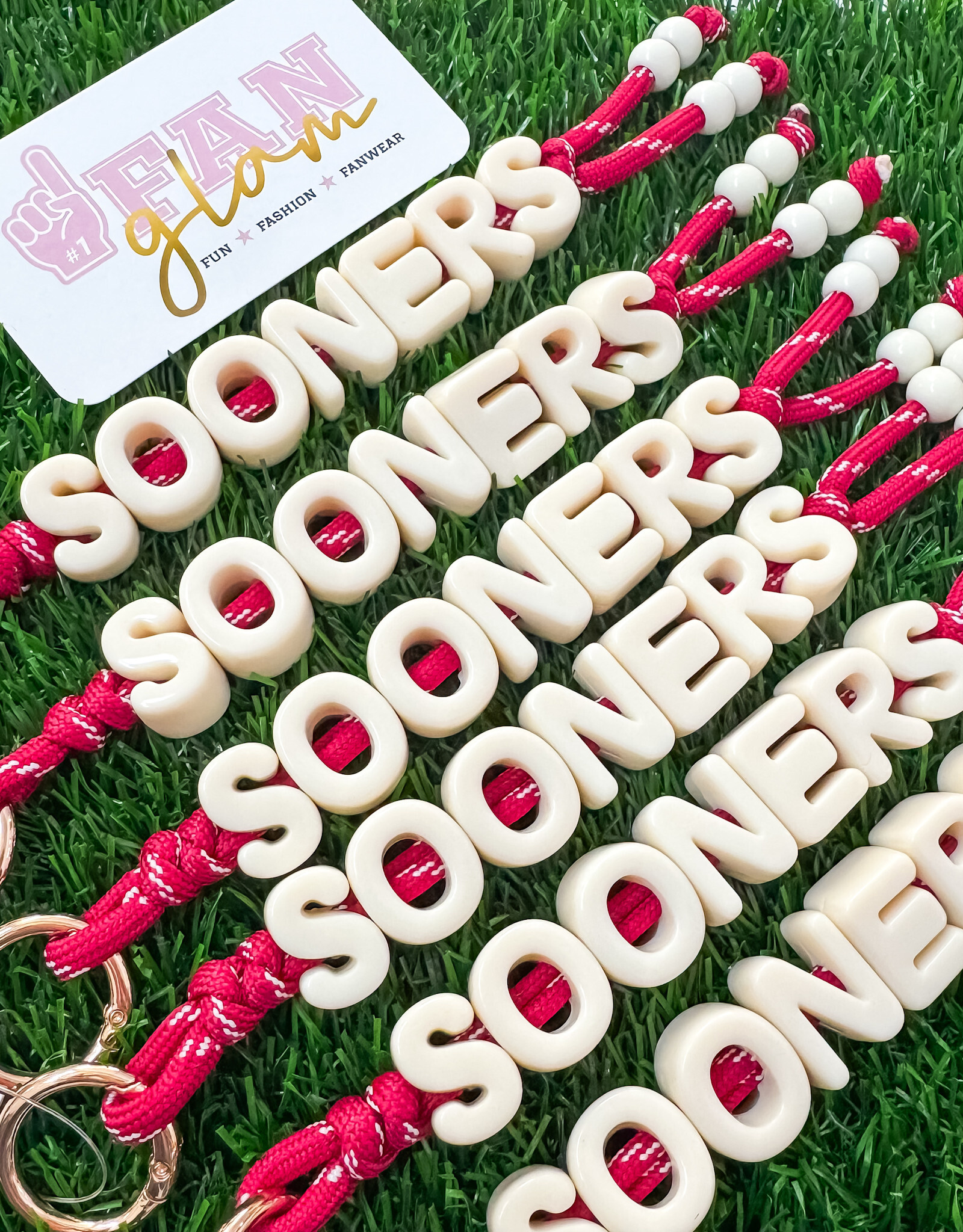 Fan Glam Sooners Paracord Bubble Keychain