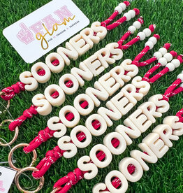 Fan Glam Sooners Paracord Bubble Keychain