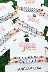 Fan Glam 7" Boomer Sooner Set of 2 Bauble Bracelets