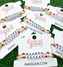 Fan Glam 7" Boomer Sooner Set of 2 Bauble Bracelets