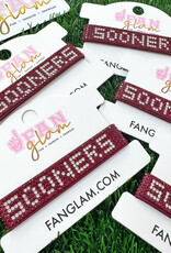 Fan Glam Sooners Rhinestone Snap Bracelet