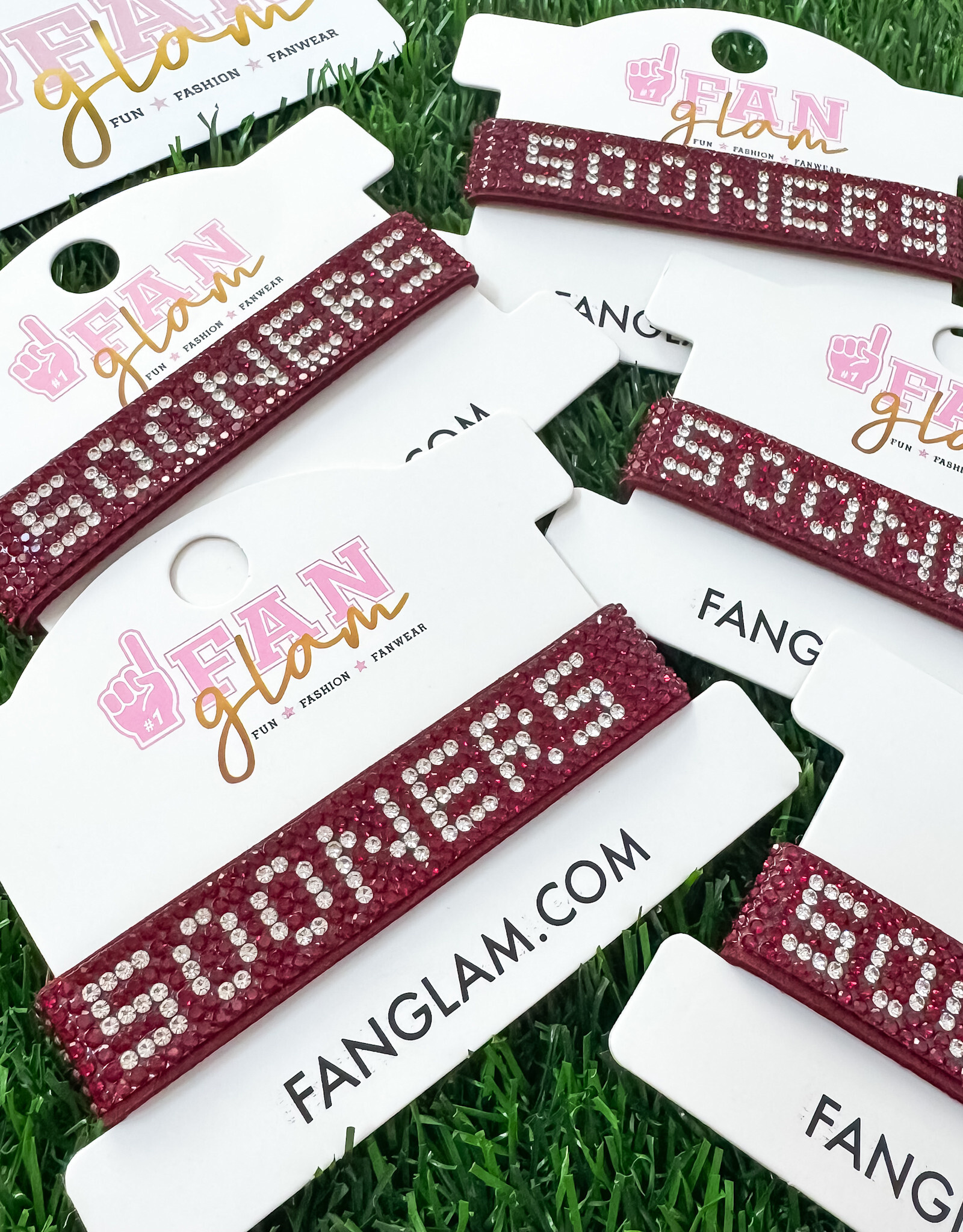 Fan Glam Sooners Rhinestone Snap Bracelet