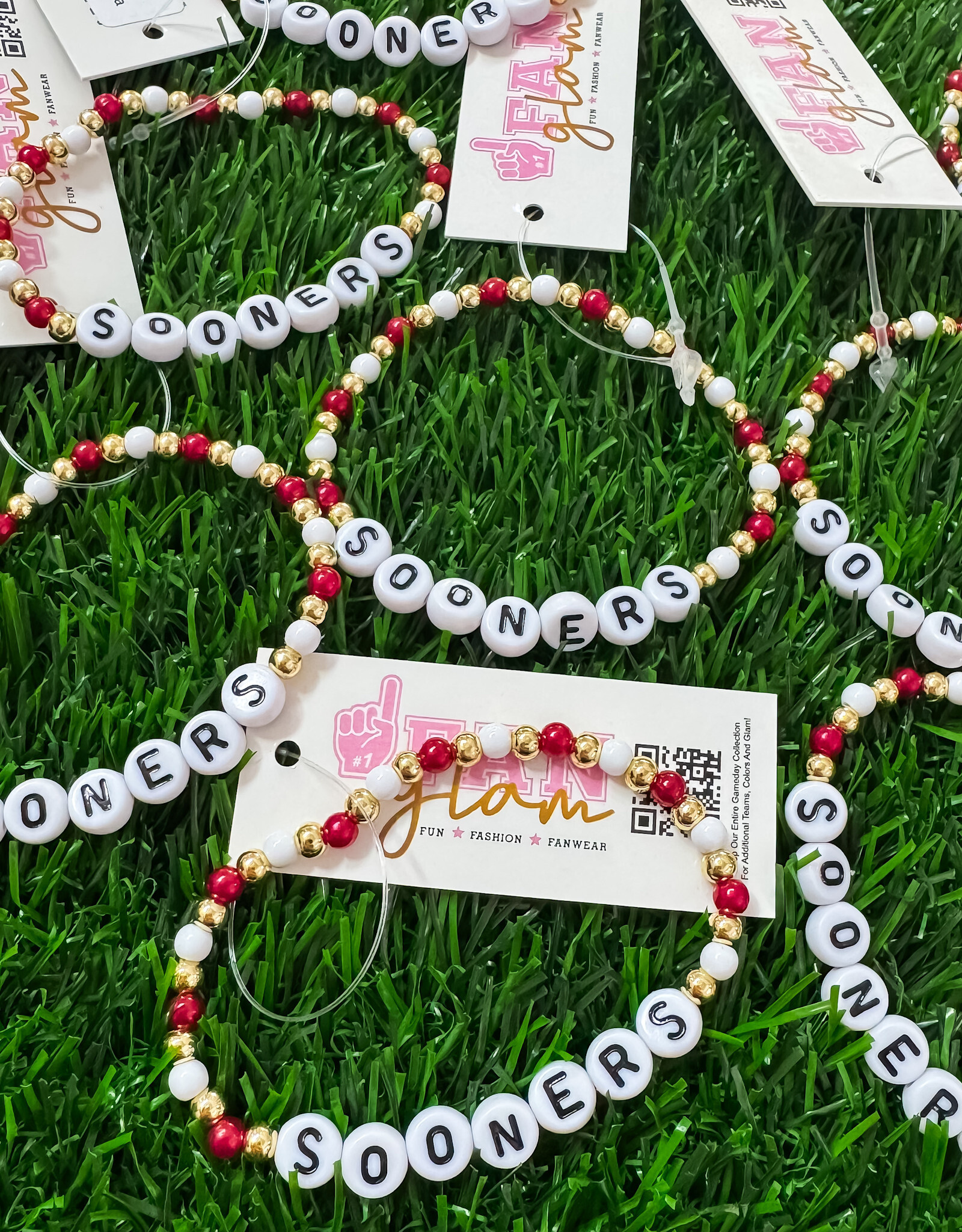 Fan Glam 6" Sooner Kids Bauble Bracelet