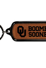 Jenkins OU Boomer Sooner Oblong Metal/Leather Keychain