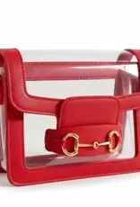 Fan Glam Helli Gold Horse Bit Crimson Clear Bag