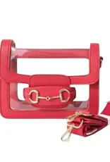 Fan Glam Helli Gold Horse Bit Crimson Clear Bag