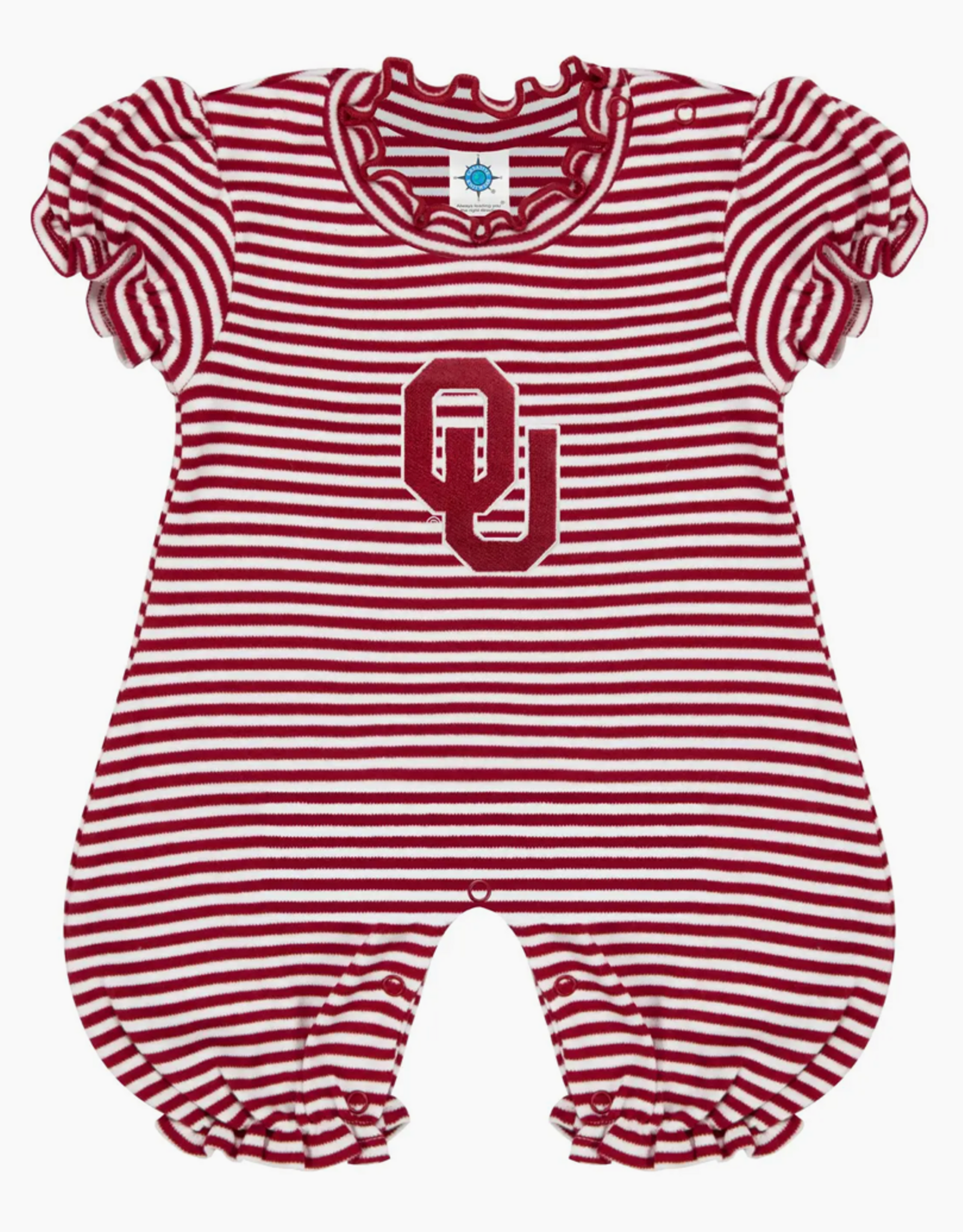 Creative Knitwear Infant OU Striped Puff Sleeve Romper