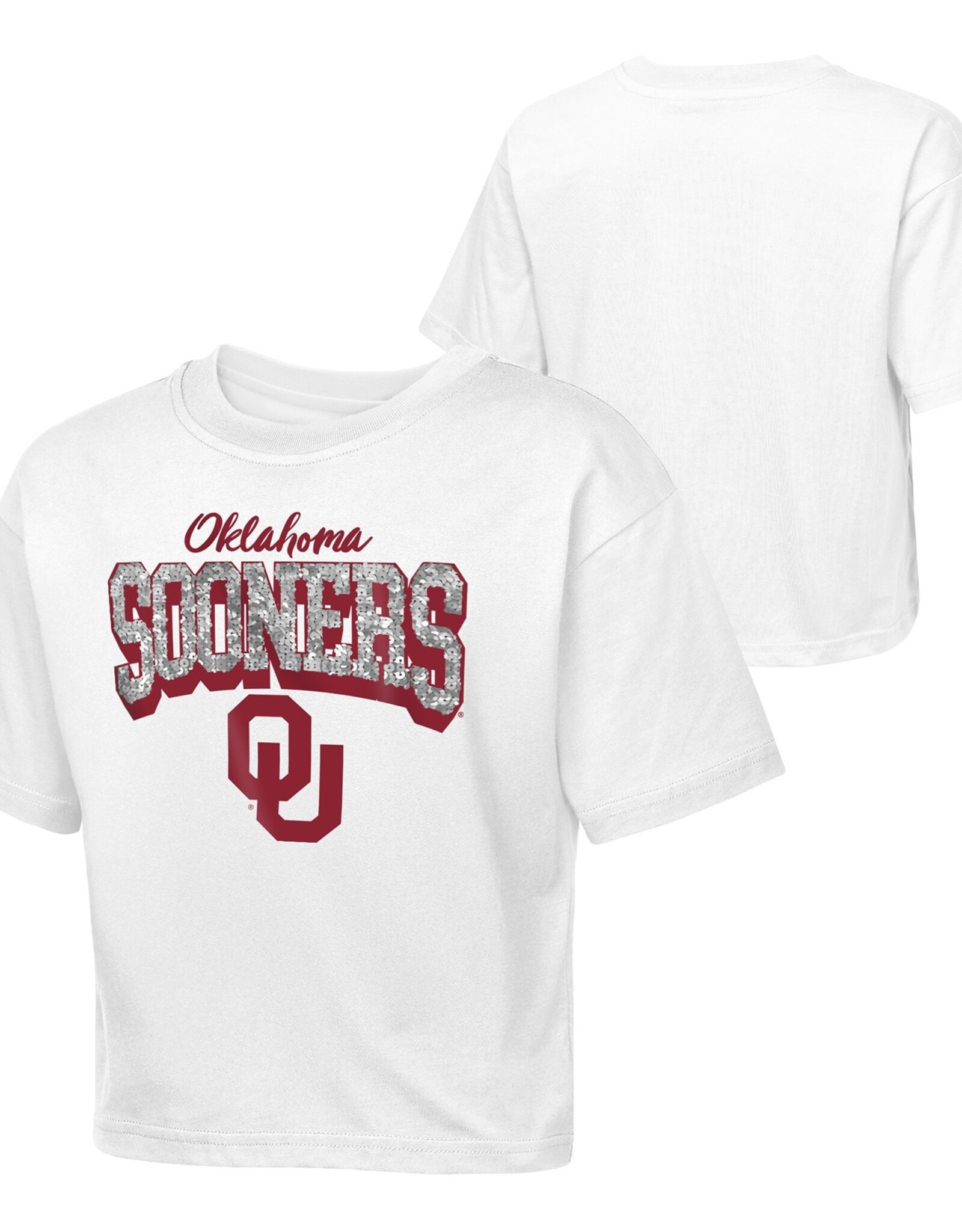 GEN2 Youth OU Sequin Cheer SS Boxy Tee
