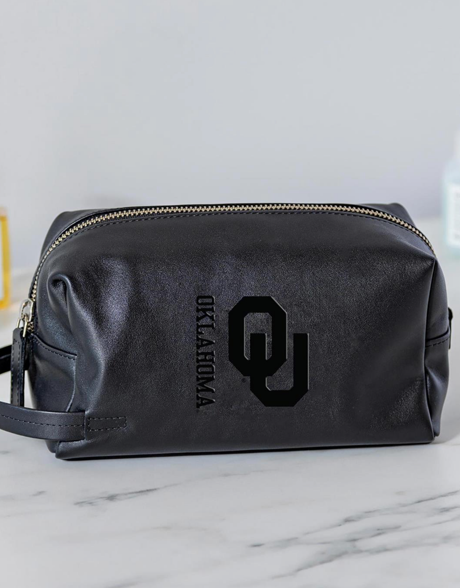 Evergreen OU Black Embossed Toiletry Bag